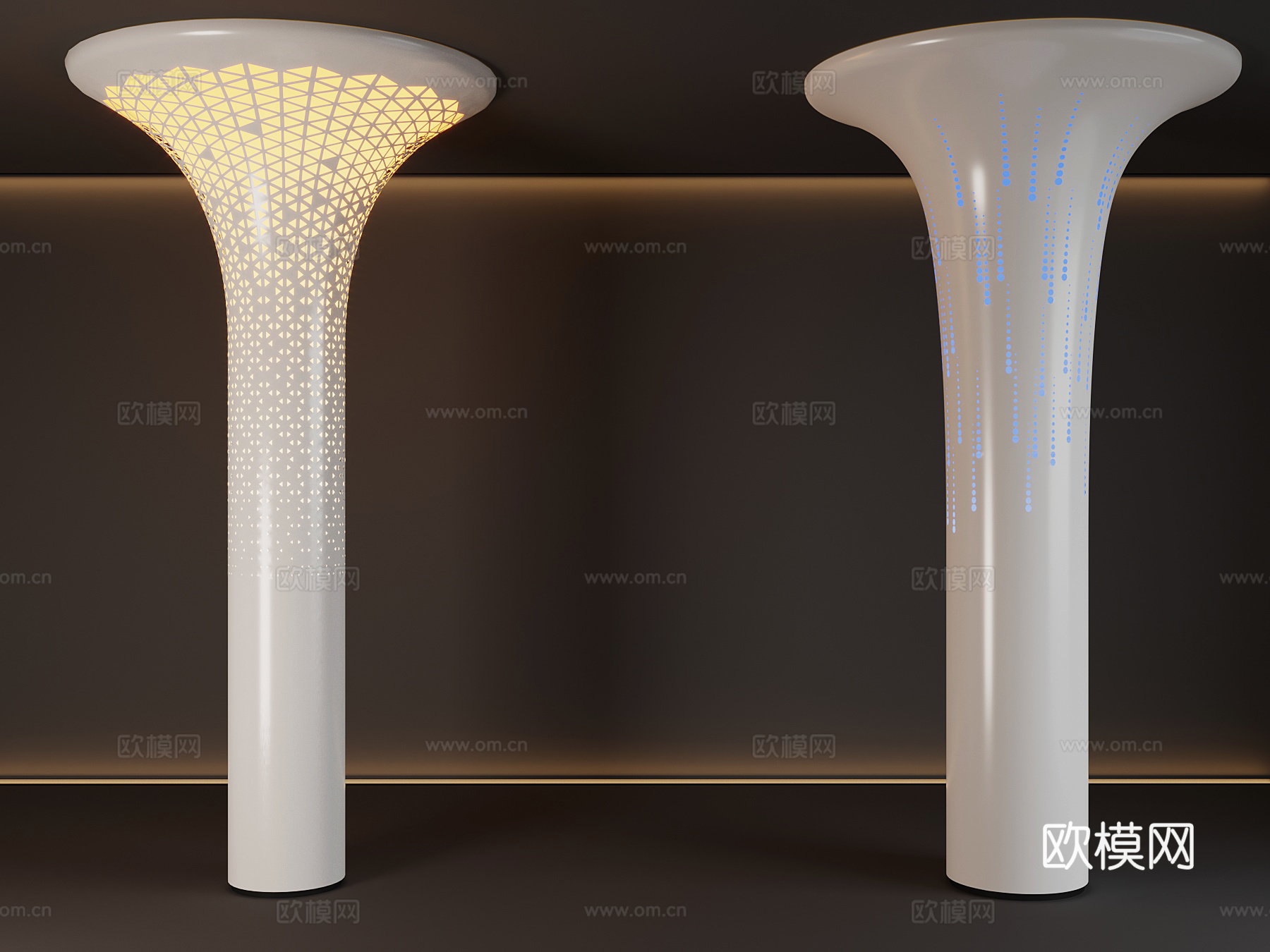 现代发光柱子3d模型