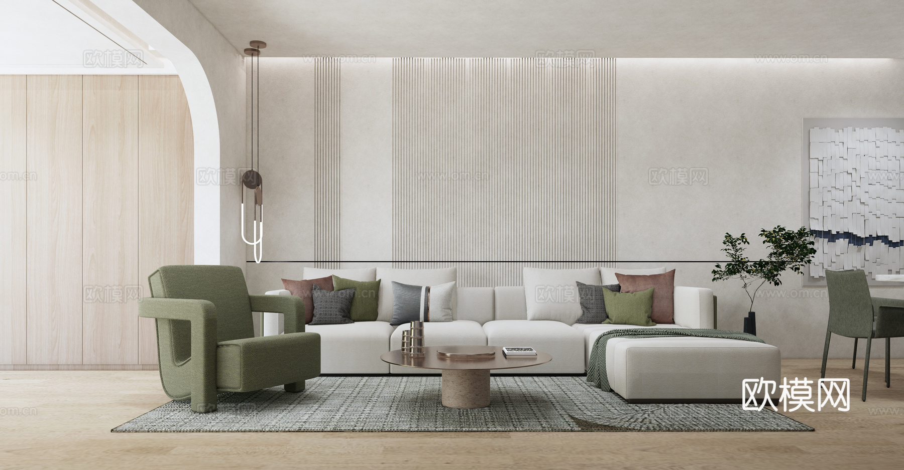 北欧客厅su模型下载下载