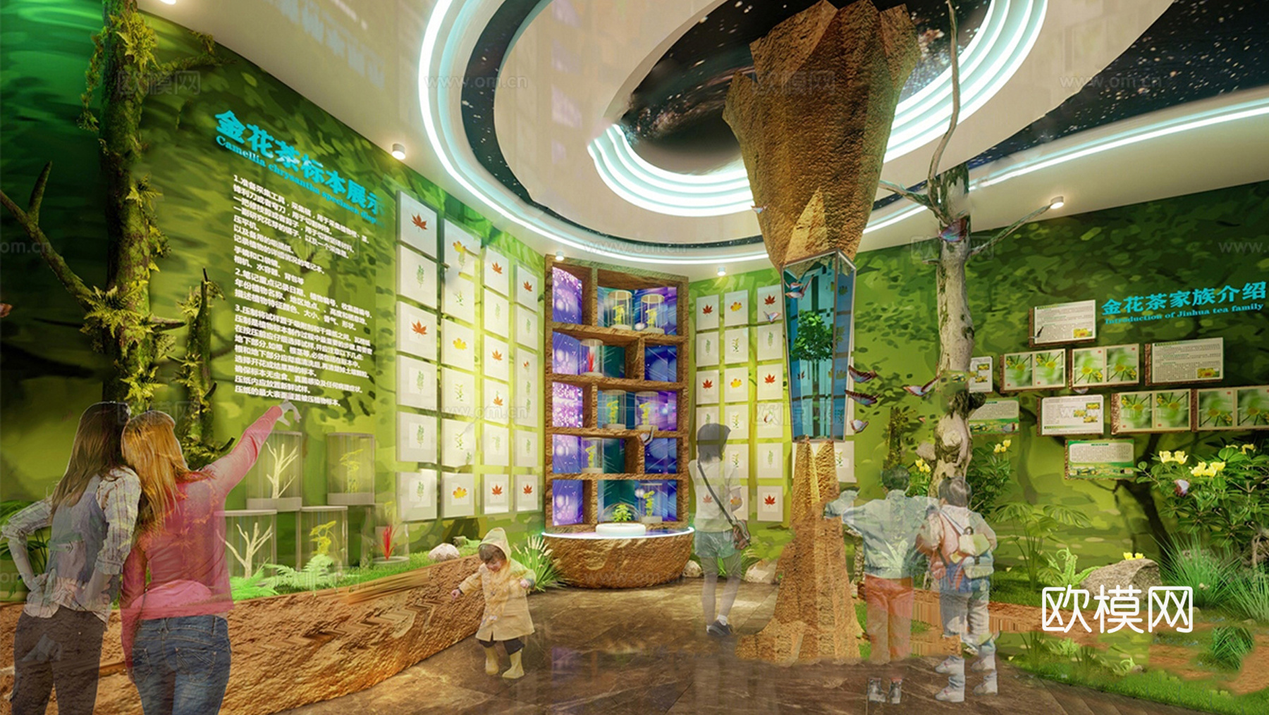现代博物馆展厅 动植物su模型