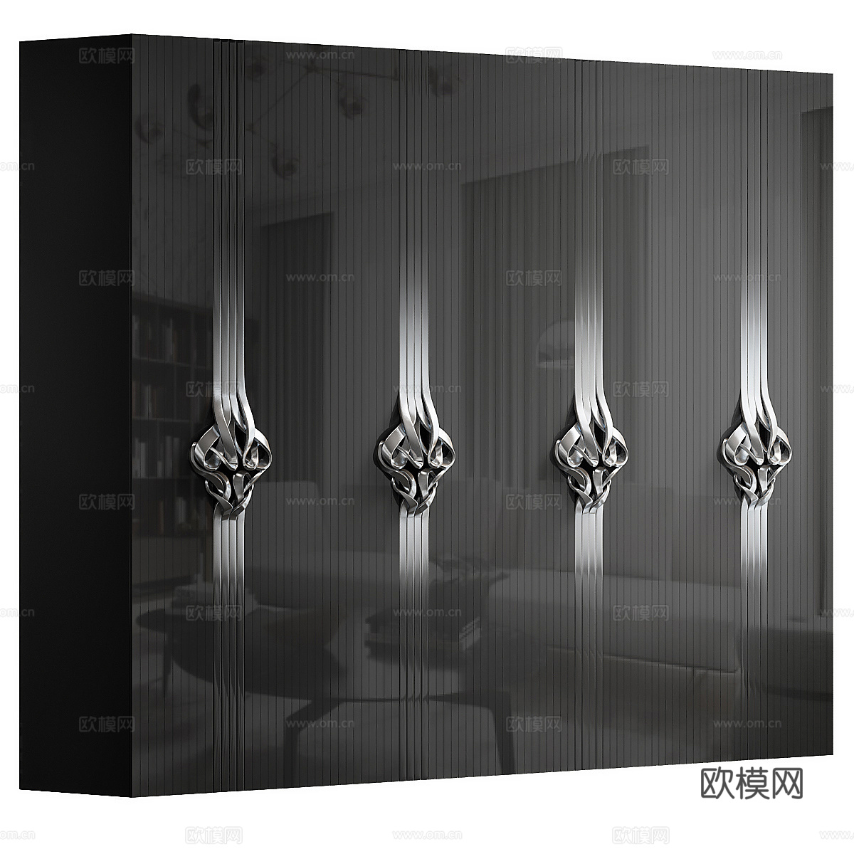 现代意式轻奢玻璃衣柜3d模型