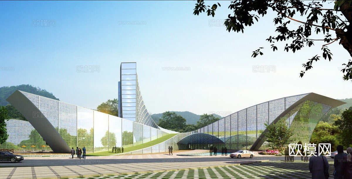 现代旅游区游客接待中心su模型下载