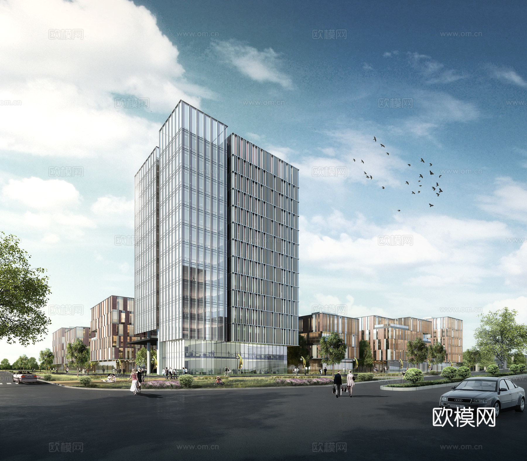 现代办公楼su模型下载