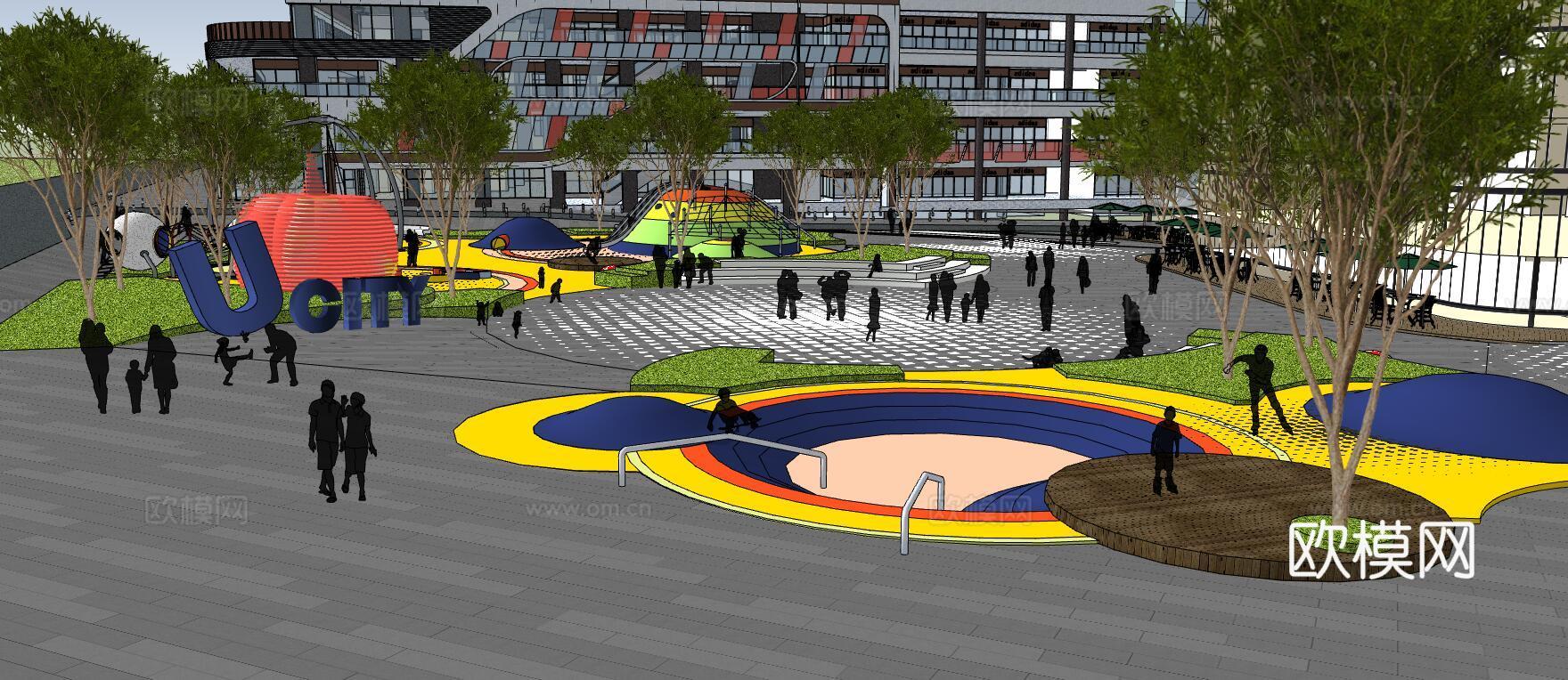 现代儿童游乐场su模型下载下载（渲染图2）