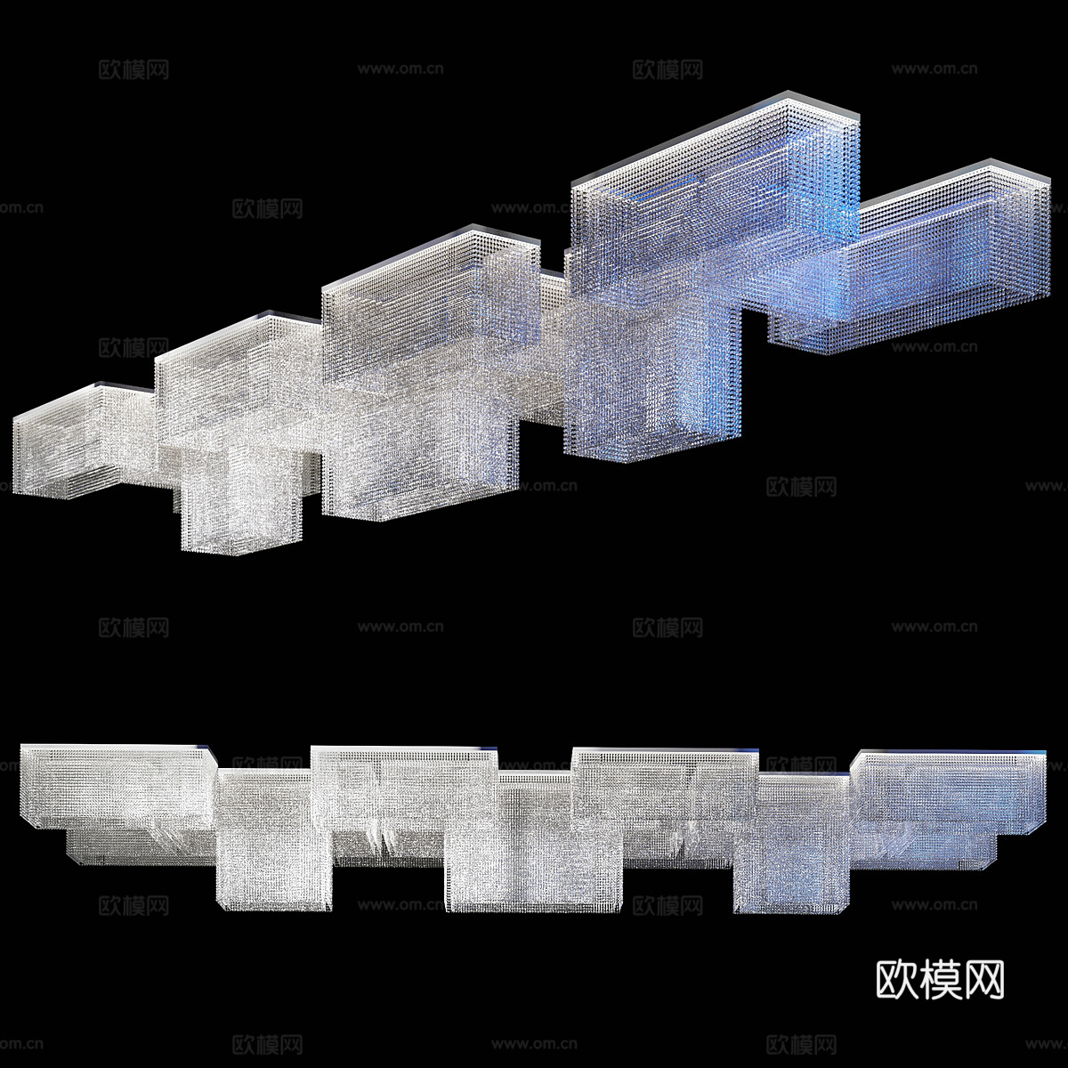 现代意式大型水晶吸顶灯3d模型