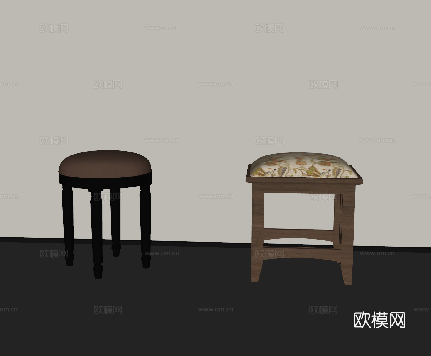 法式凳子 梳妆凳su模型