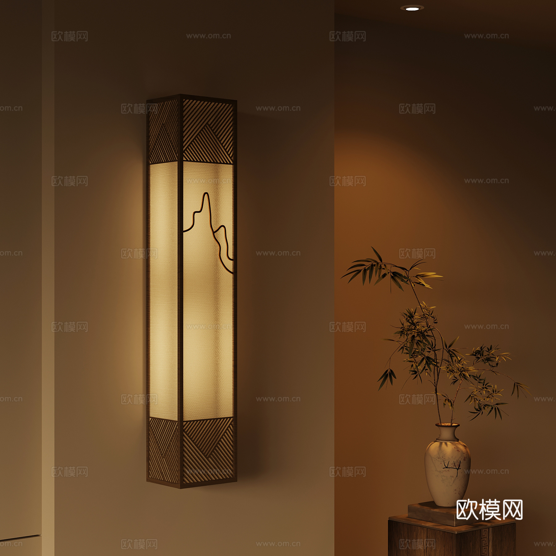 新中式壁灯su模型