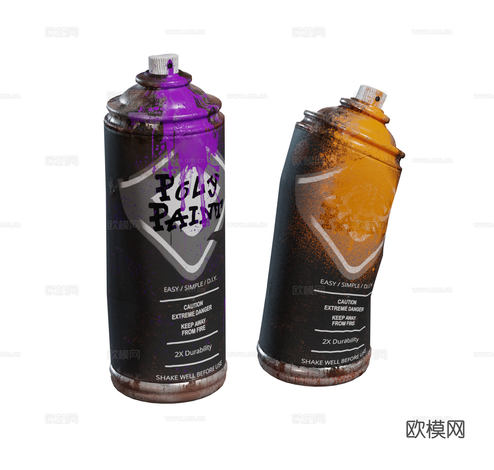 现代 喷绘 壁画颜料 金属喷漆瓶su模型