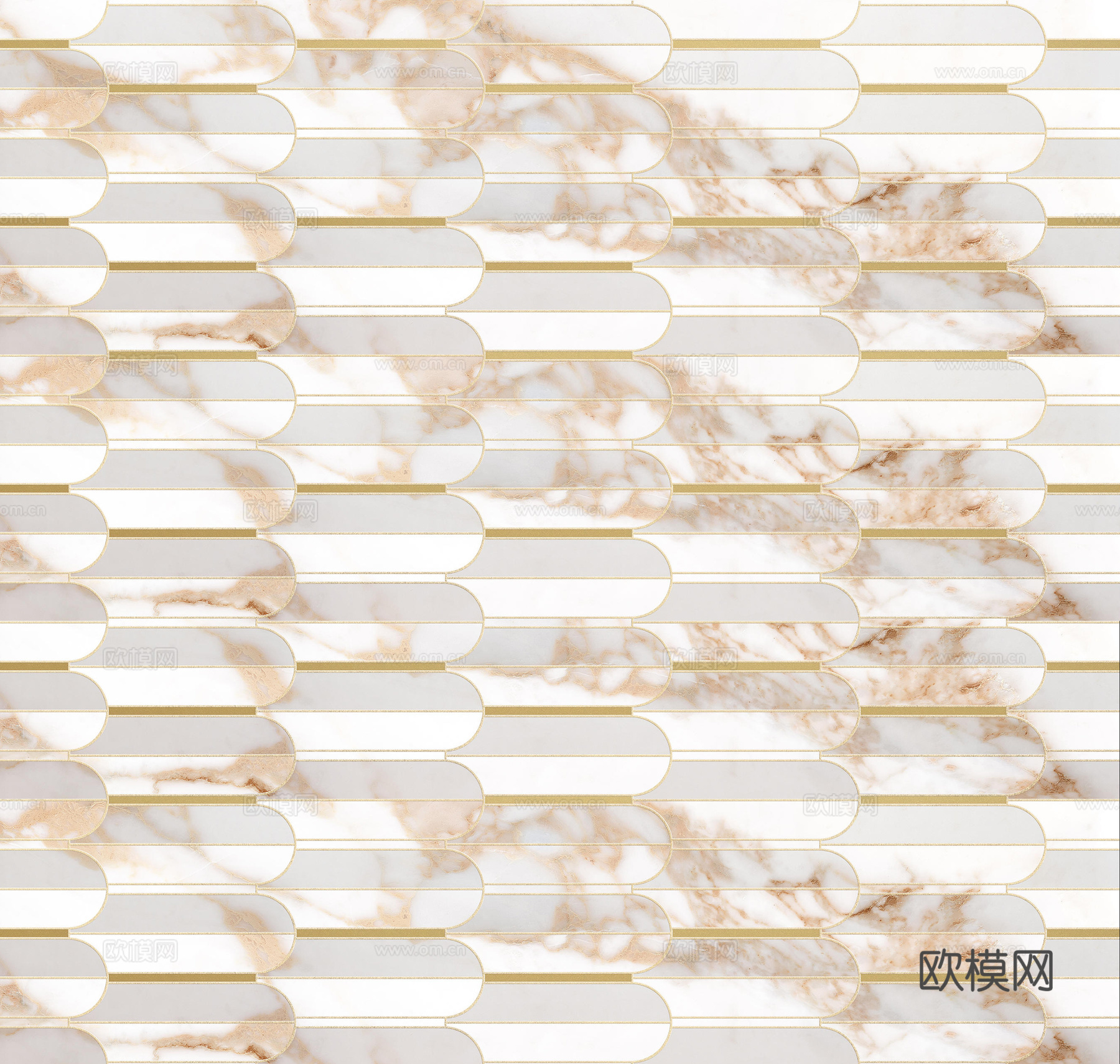 白色棕纹压金边羽毛砖