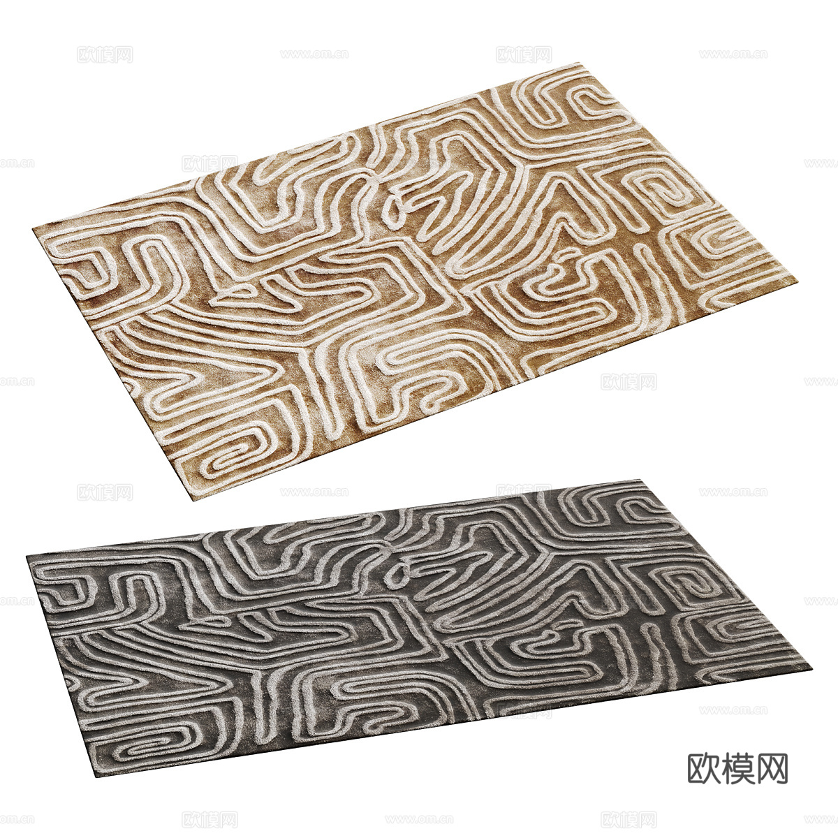 现代意式羊毛布艺地毯3d模型