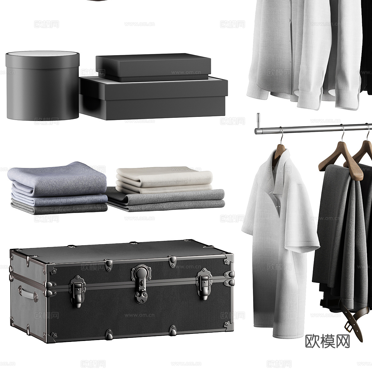 现代意式服饰鞋帽组合3d模型