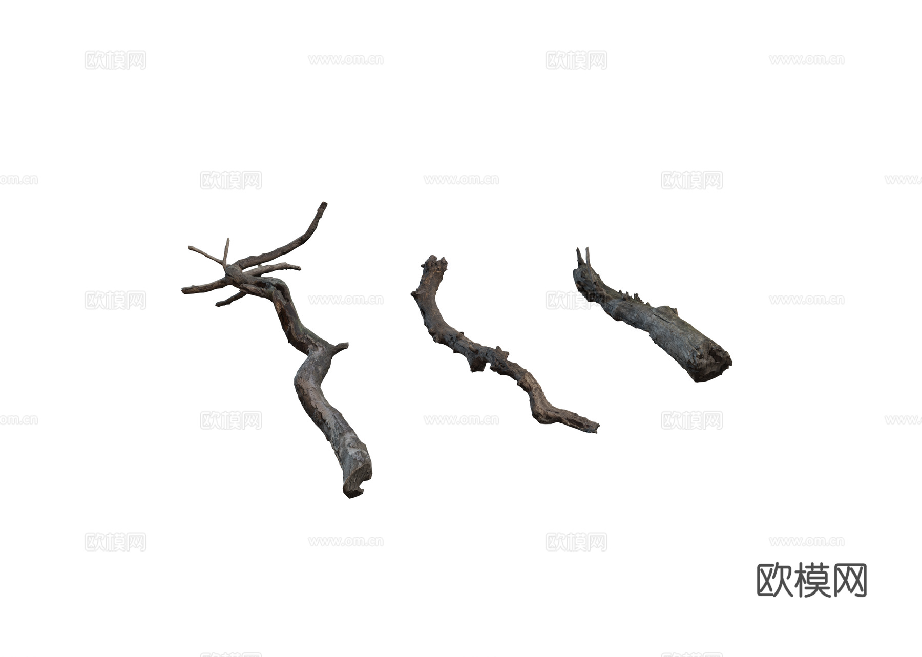 现代枯木枝 枯树干 木头柴火su模型