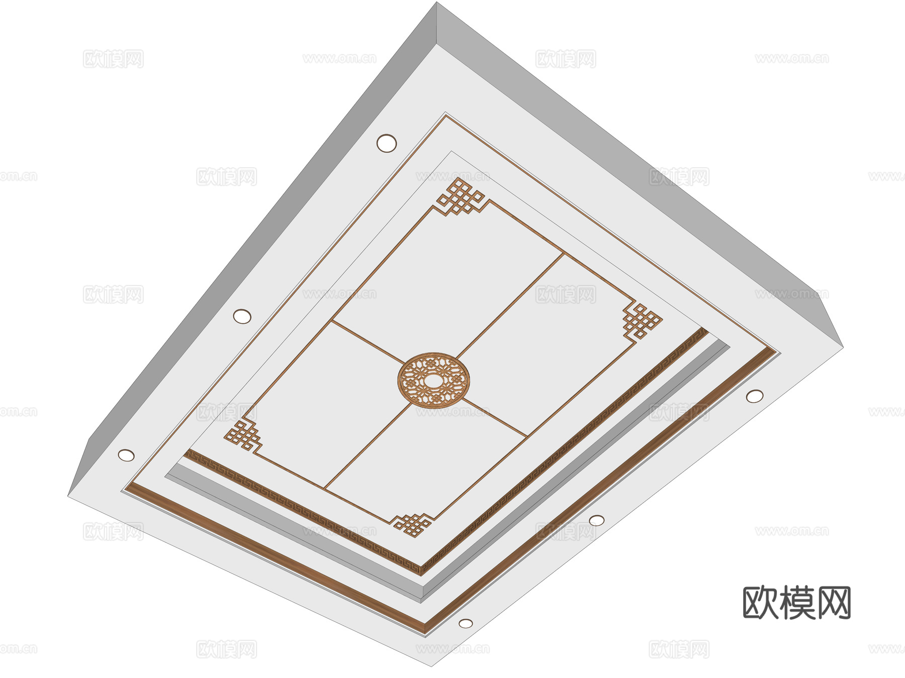 新中式吊顶 新中式天花吊顶 石膏板天花吊顶 中式角花吊顶 中3d模型