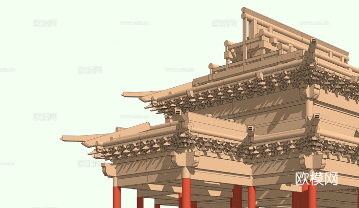 中式古建门头su模型下载