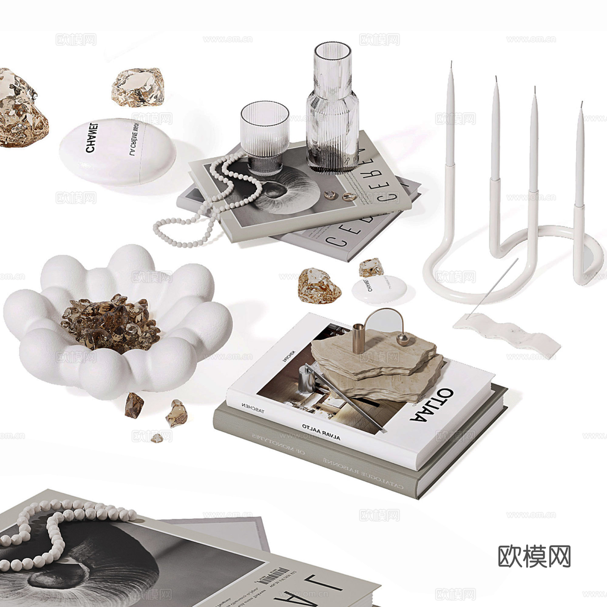 现代桌面饰品摆件组合su模型