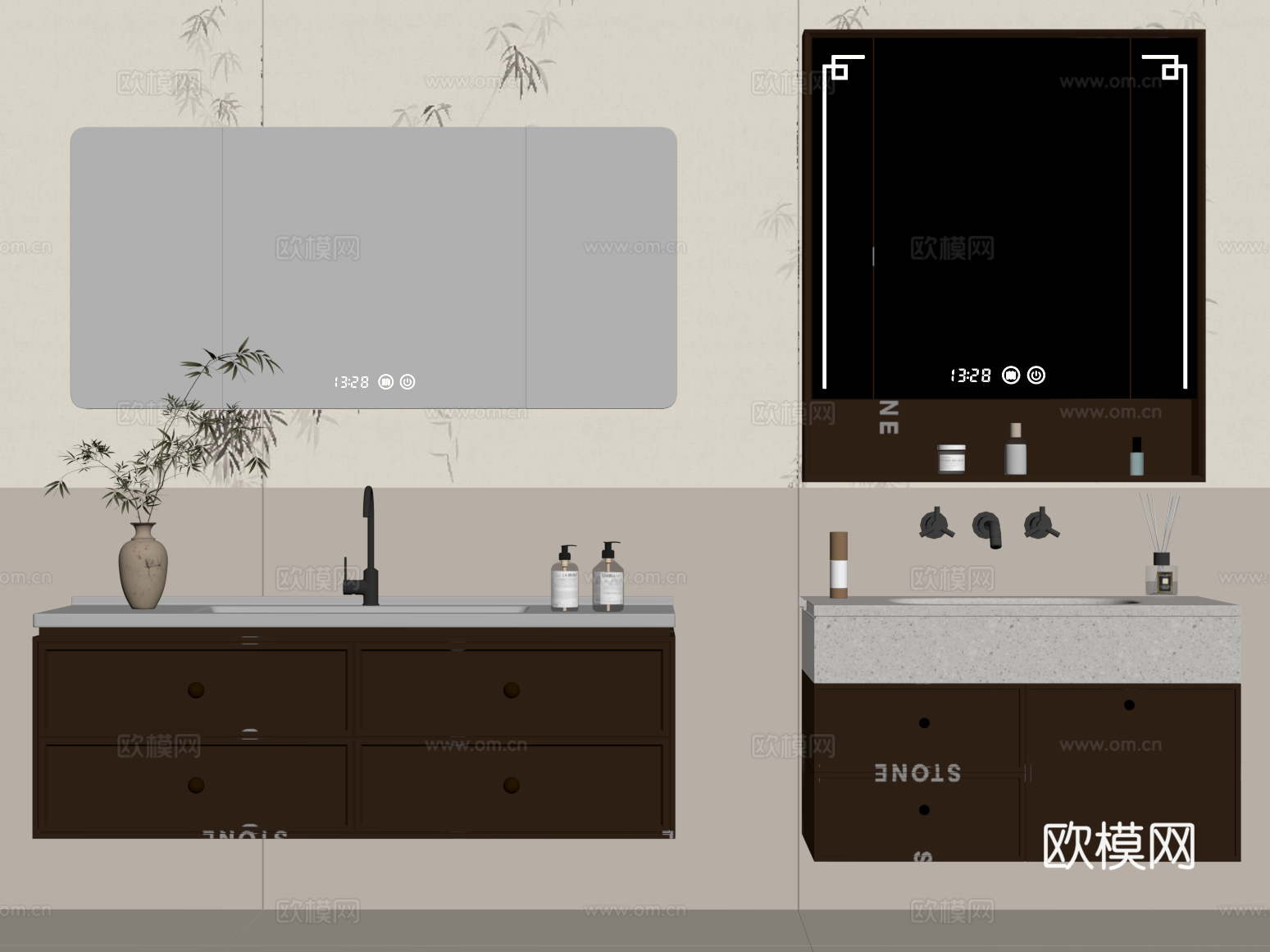 新中式浴室柜su模型
