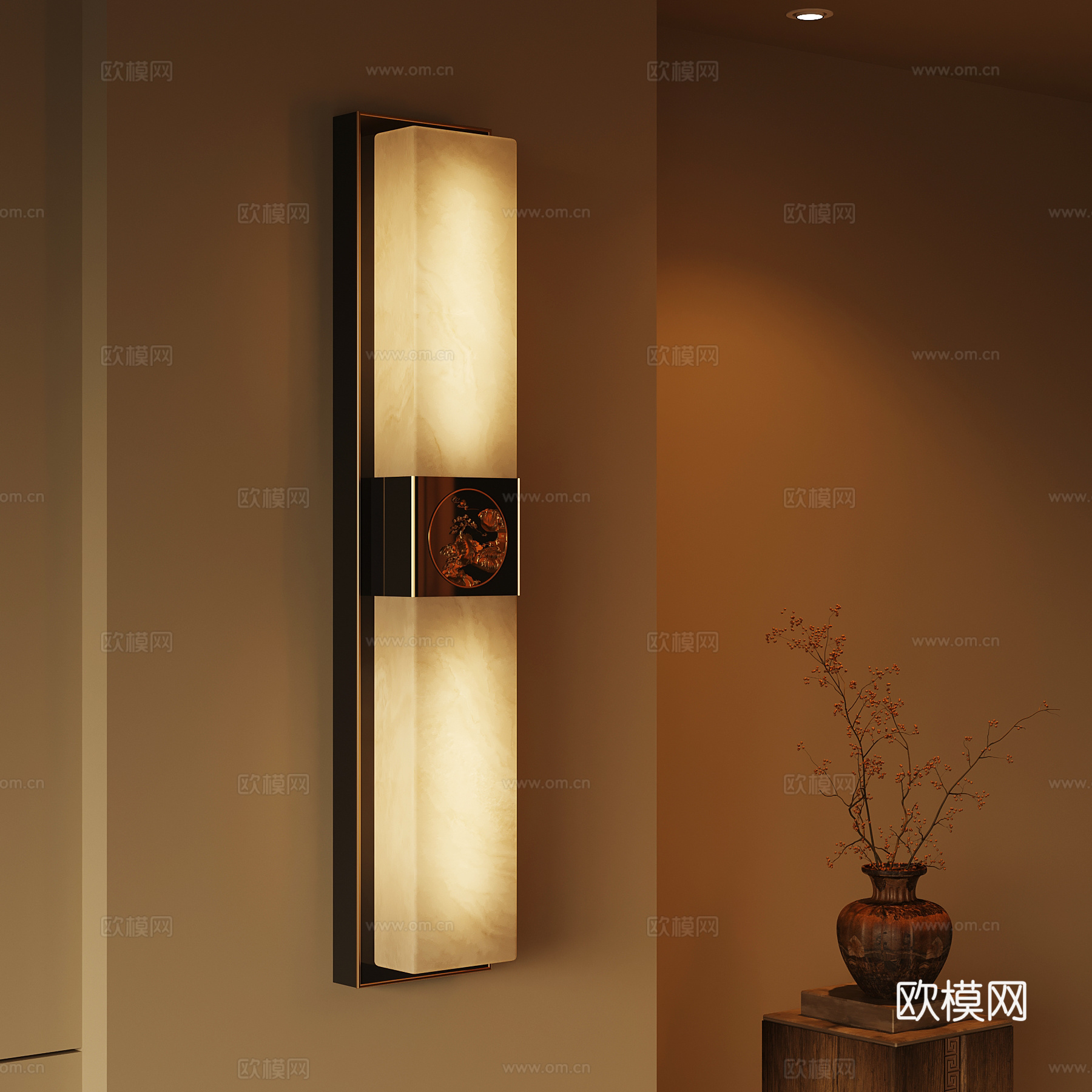 新中式壁灯su模型