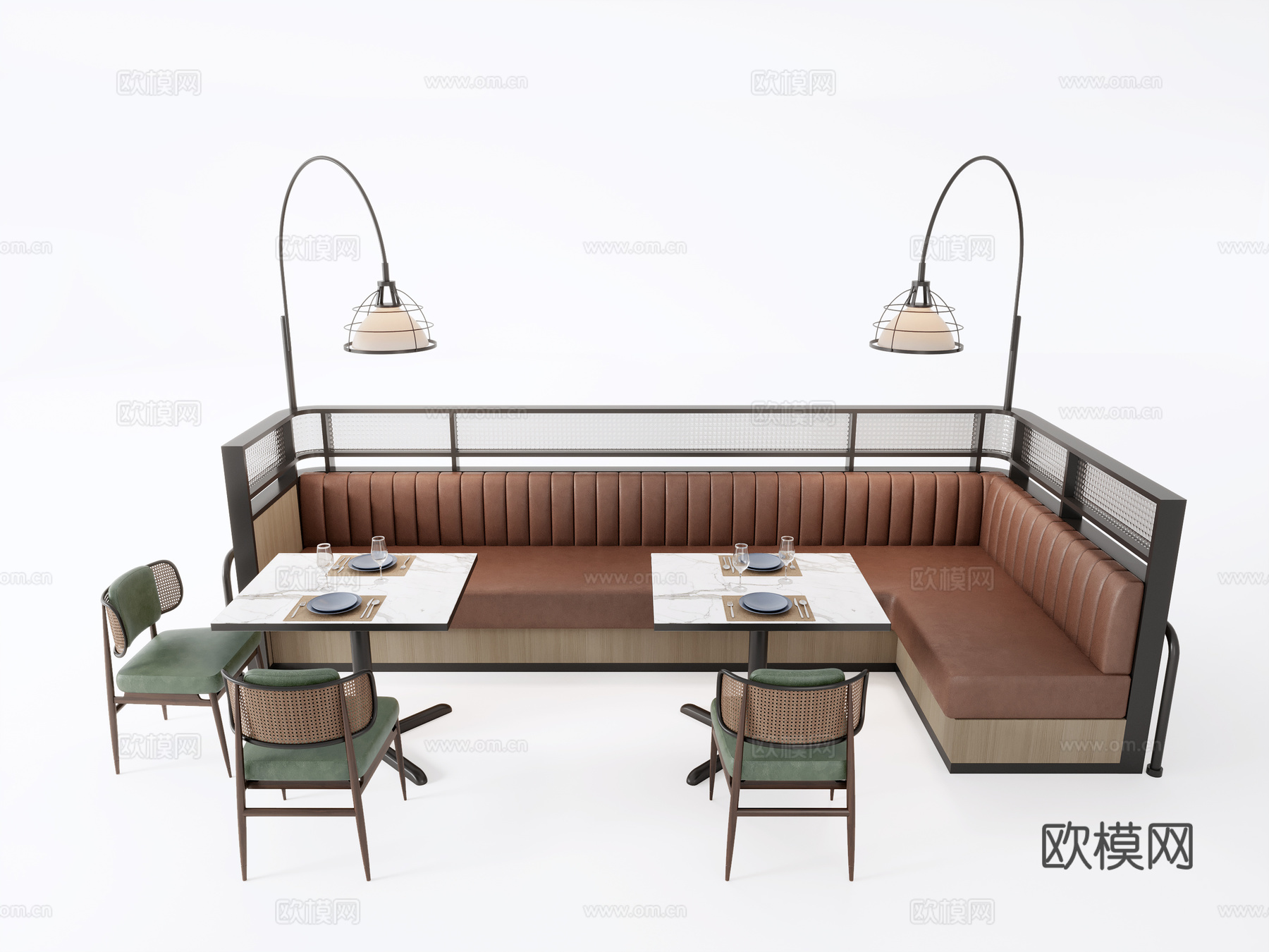 桌椅组合 餐厅卡座组合  卡座桌椅组合3d模型
