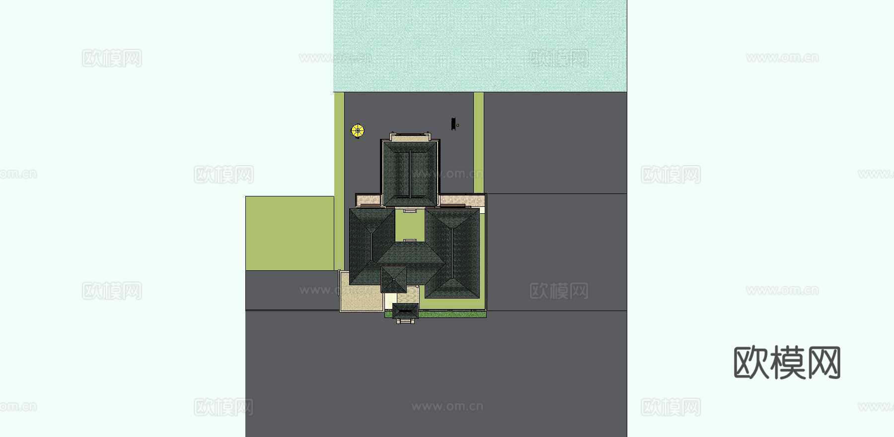新中式独栋别墅外观su模型