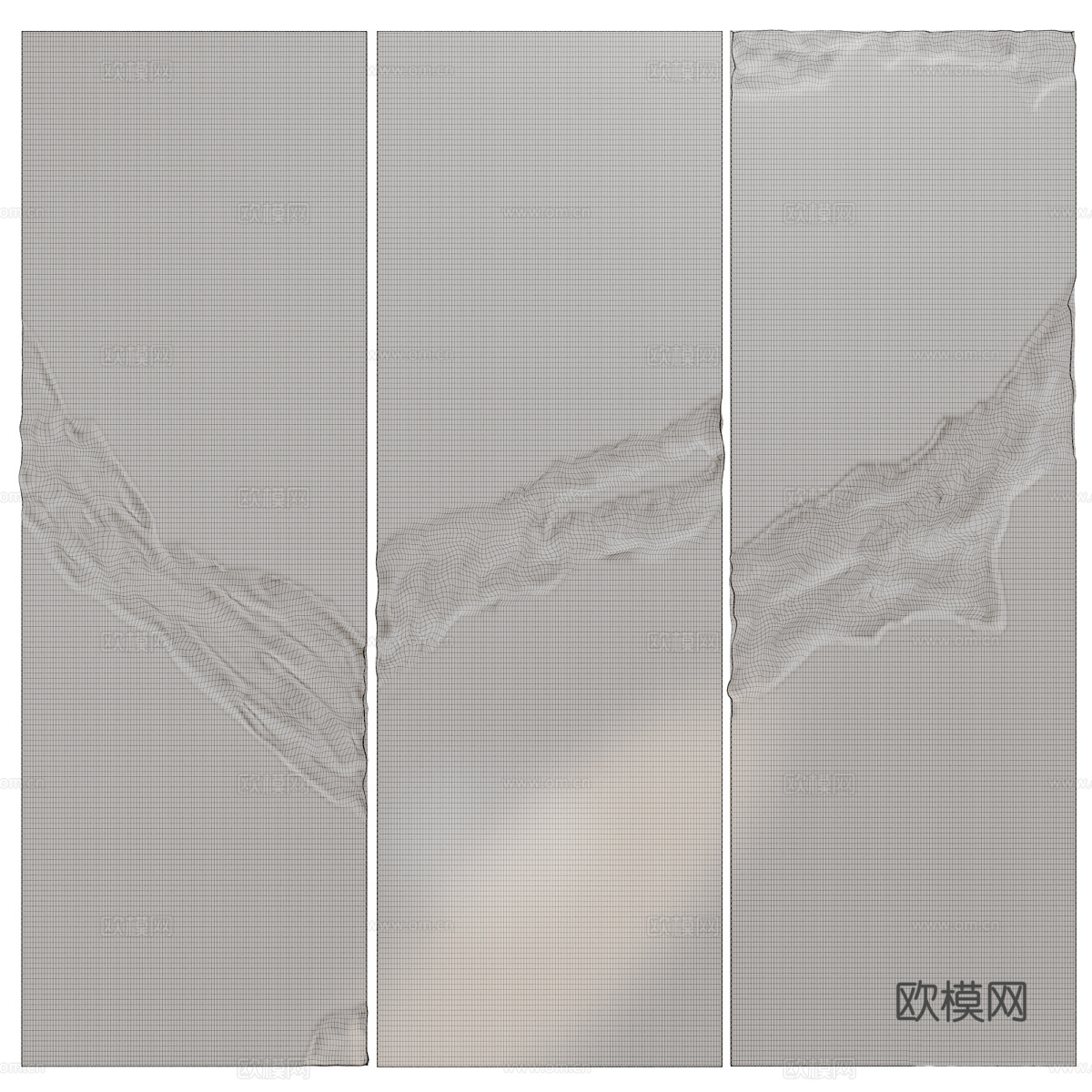 新中式轻奢金属浅浮雕挂板3d模型