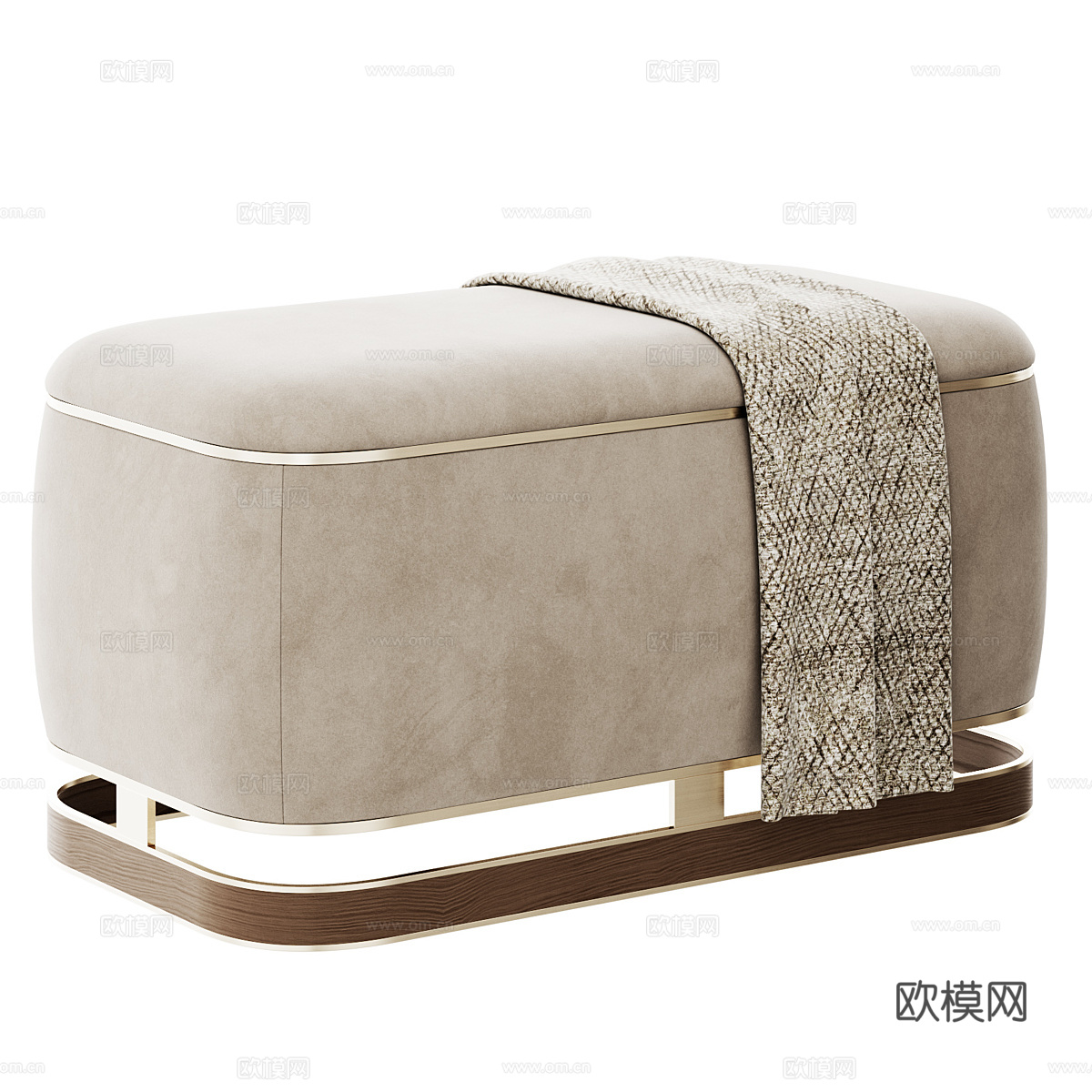 新中式轻奢布艺脚踏 沙发凳 换鞋凳3d模型