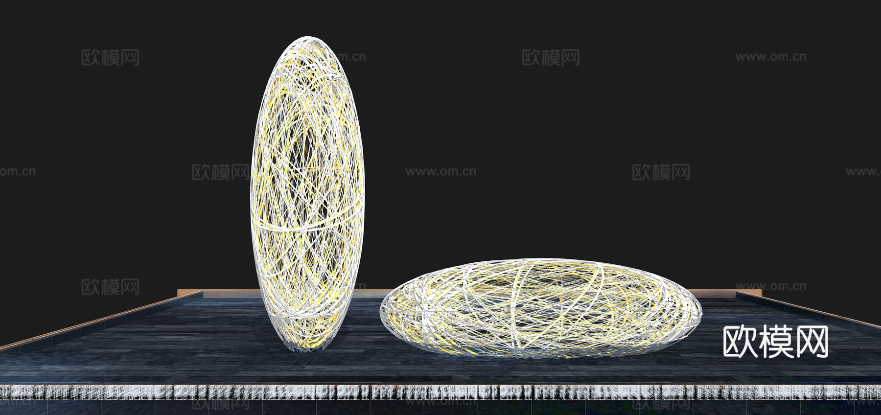 现代编织鸟巢雕塑小品su模型下载