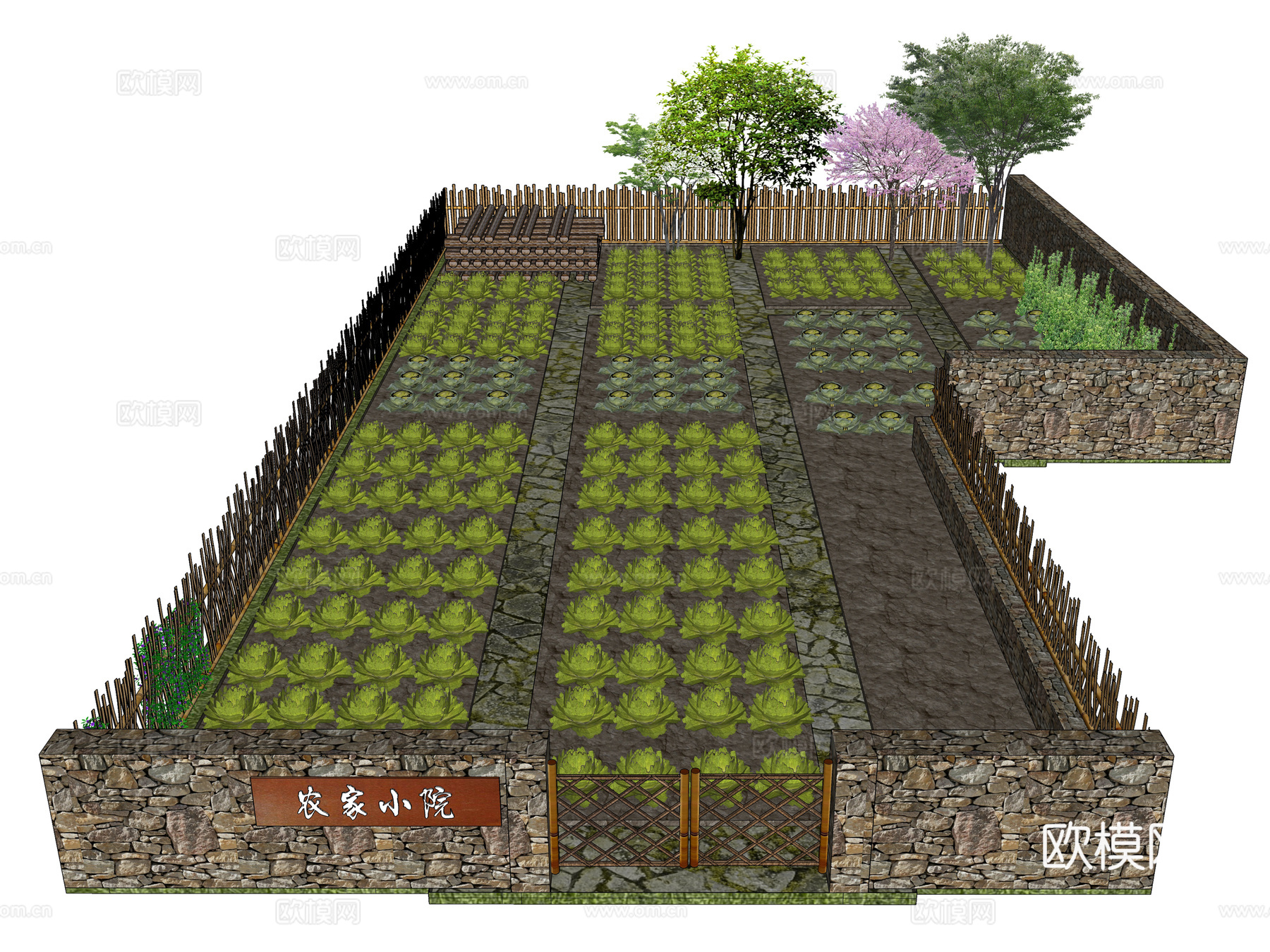 中式庭院菜园蔬菜su模型下载