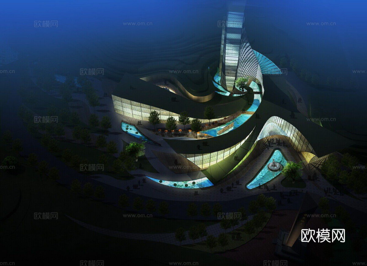 现代旅游区游客接待中心su模型下载