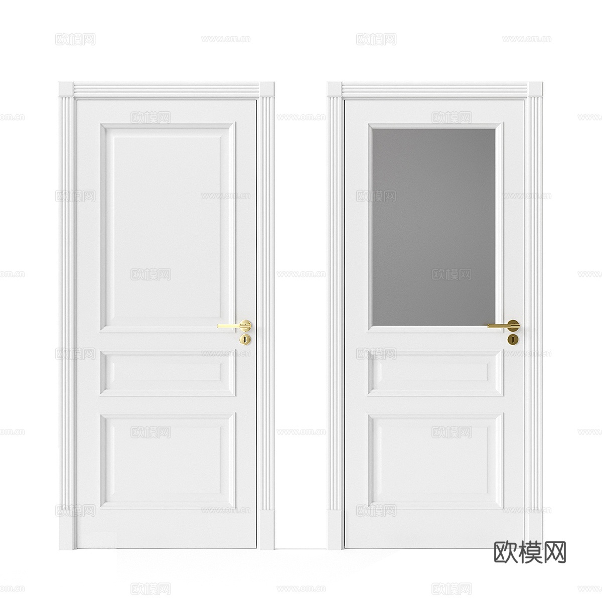现代简约房间门 卫生间门 简约门 卧室门 玻璃门3d模型