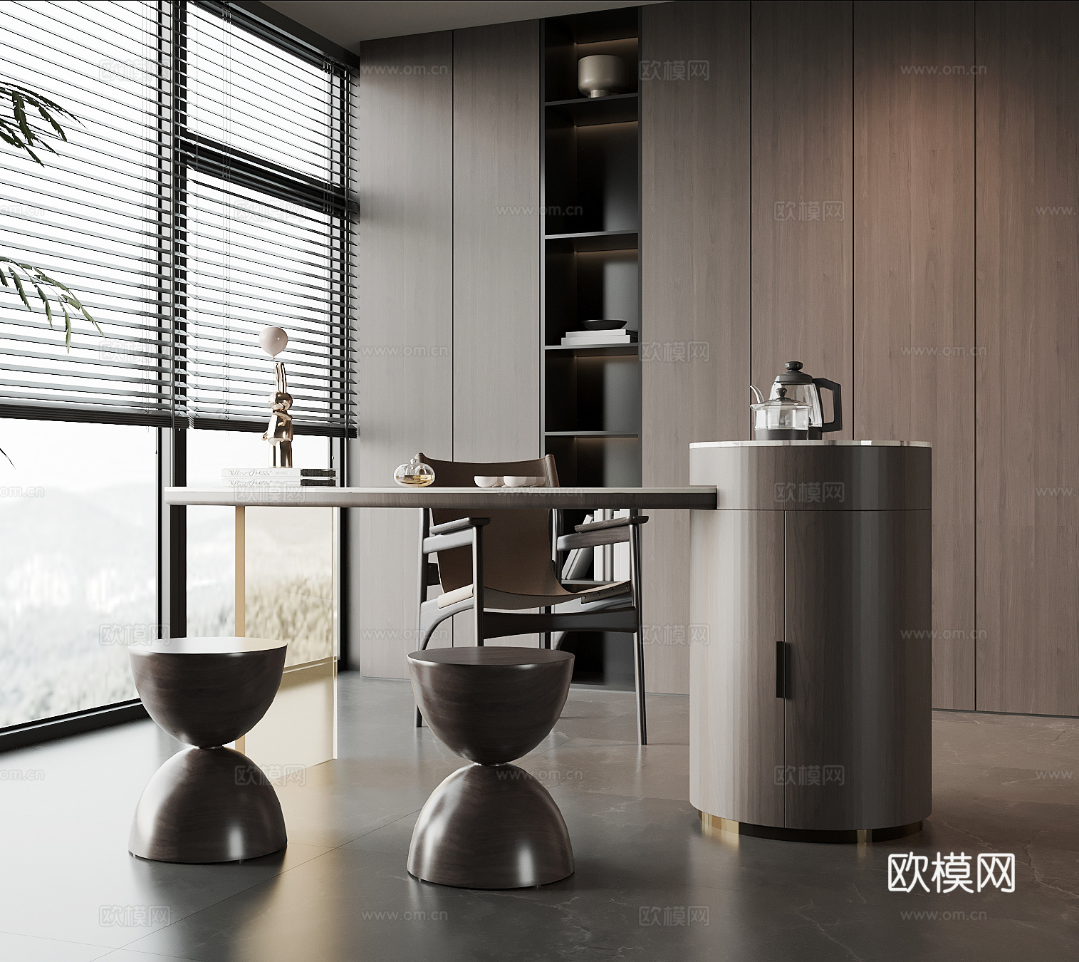 现代小茶室 小茶台su模型