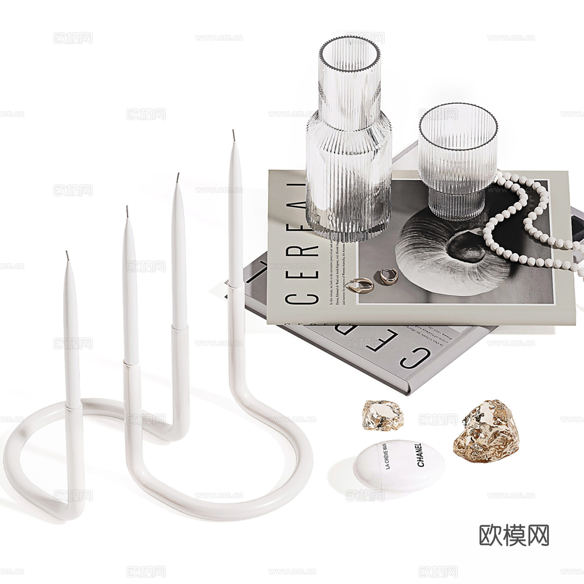 现代桌面饰品摆件组合su模型
