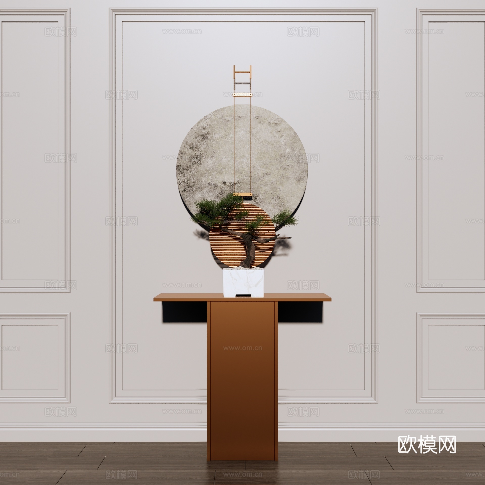 新中式玄关端景台su模型下载