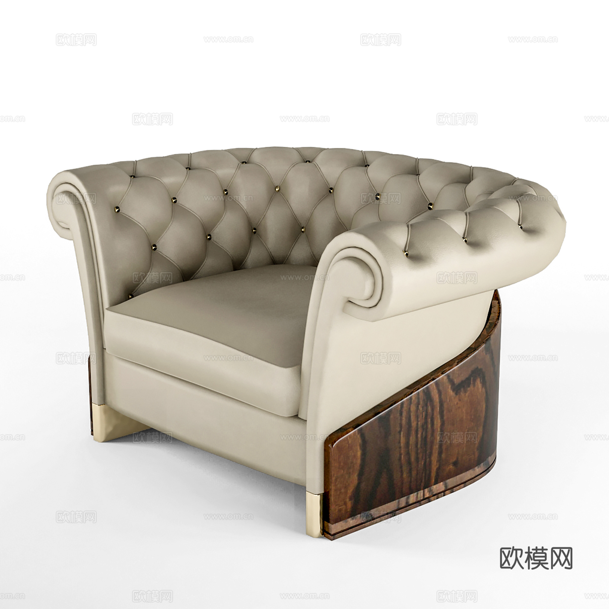 美式单人沙发 皮革沙发 休闲沙发3d模型