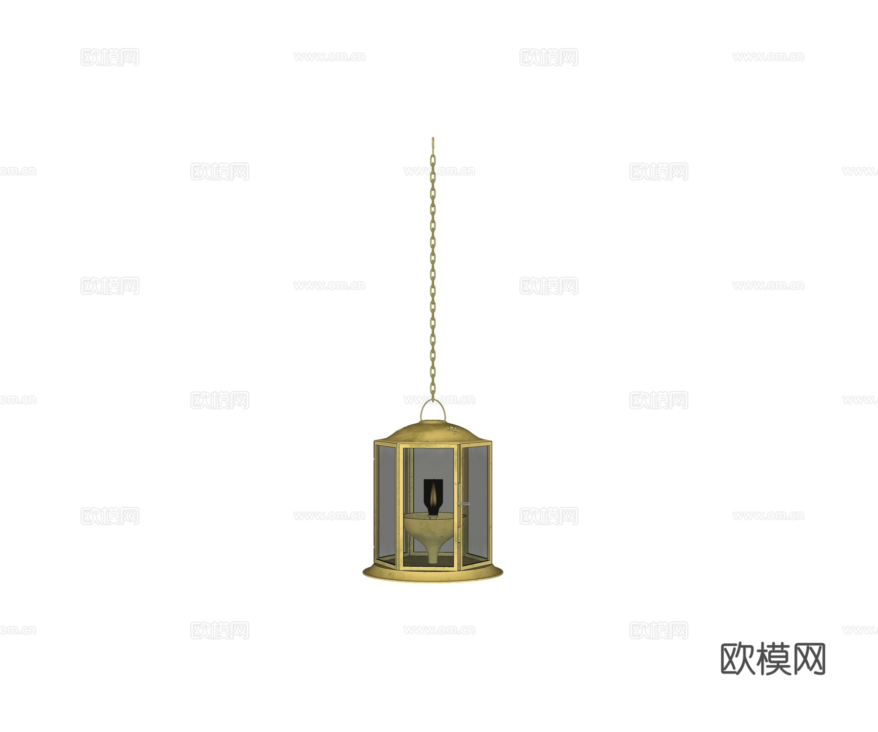 欧式 美式 法式 黄铜金属玻璃吊灯su模型