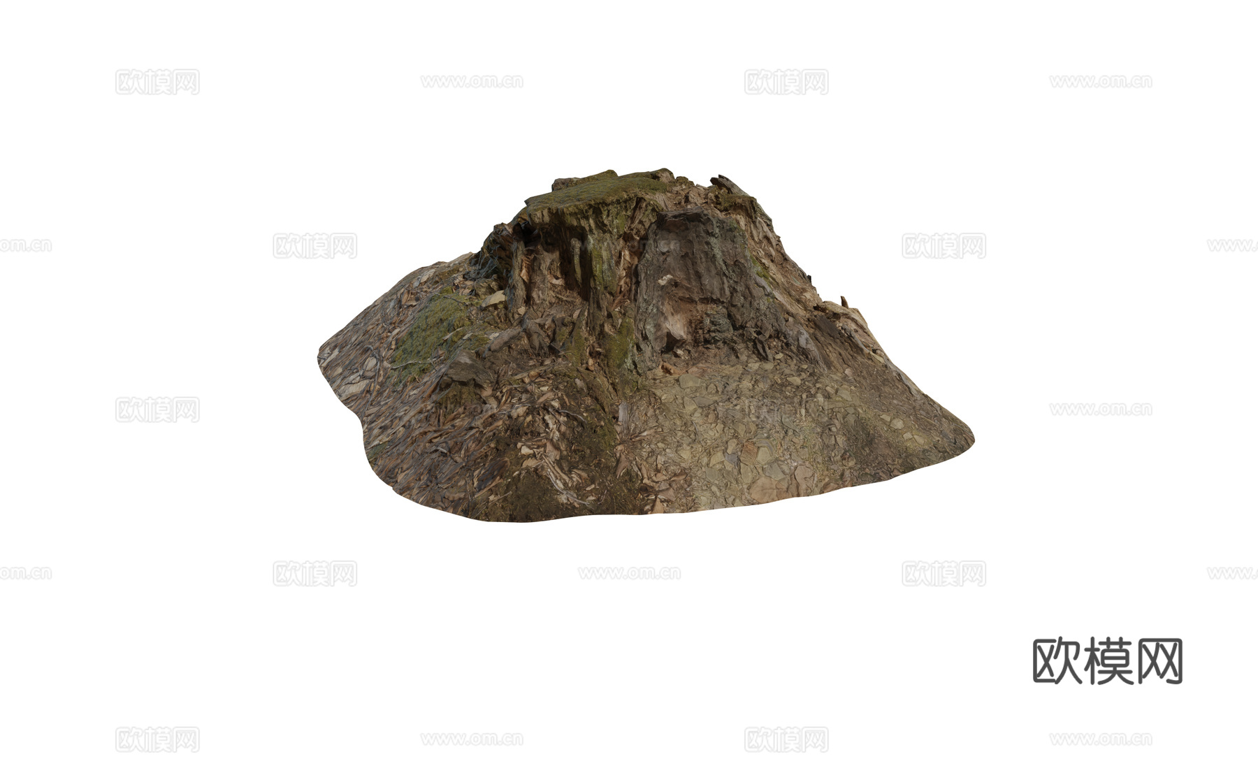 现代树桩 木桩 树根 泥土石头树根组合3d模型
