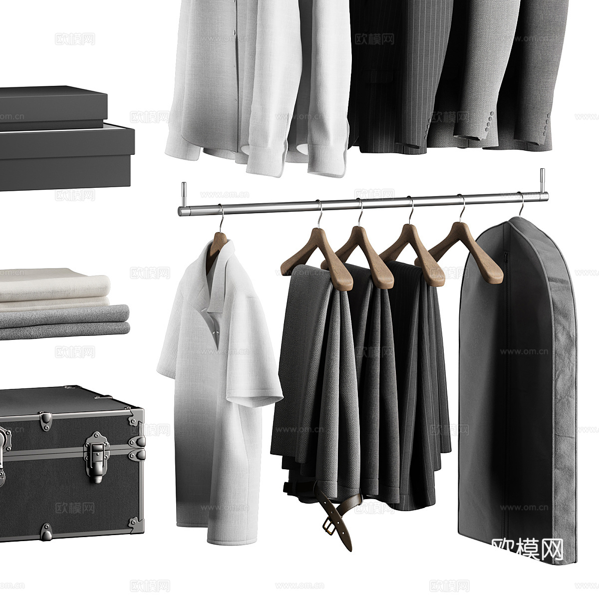 现代意式服饰鞋帽组合3d模型