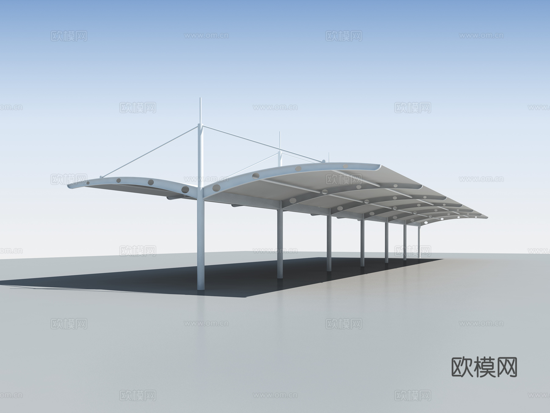 现代张拉膜雨棚停车棚3d模型