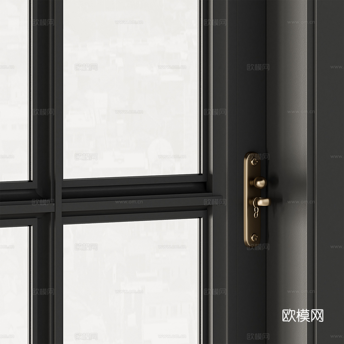 现代黑金双悬窗3d模型
