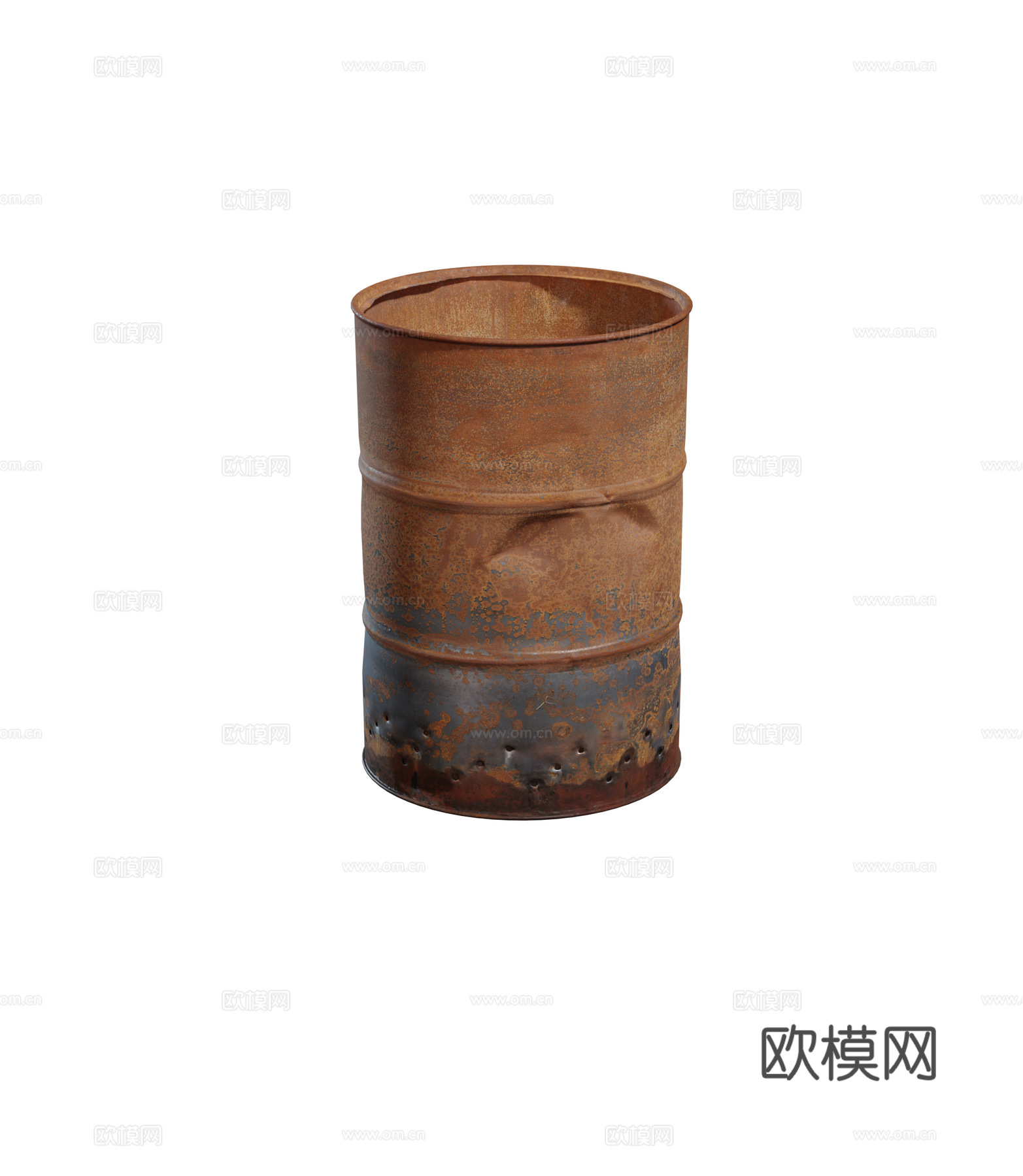现代生锈铁桶 烧火桶 桶炉su模型