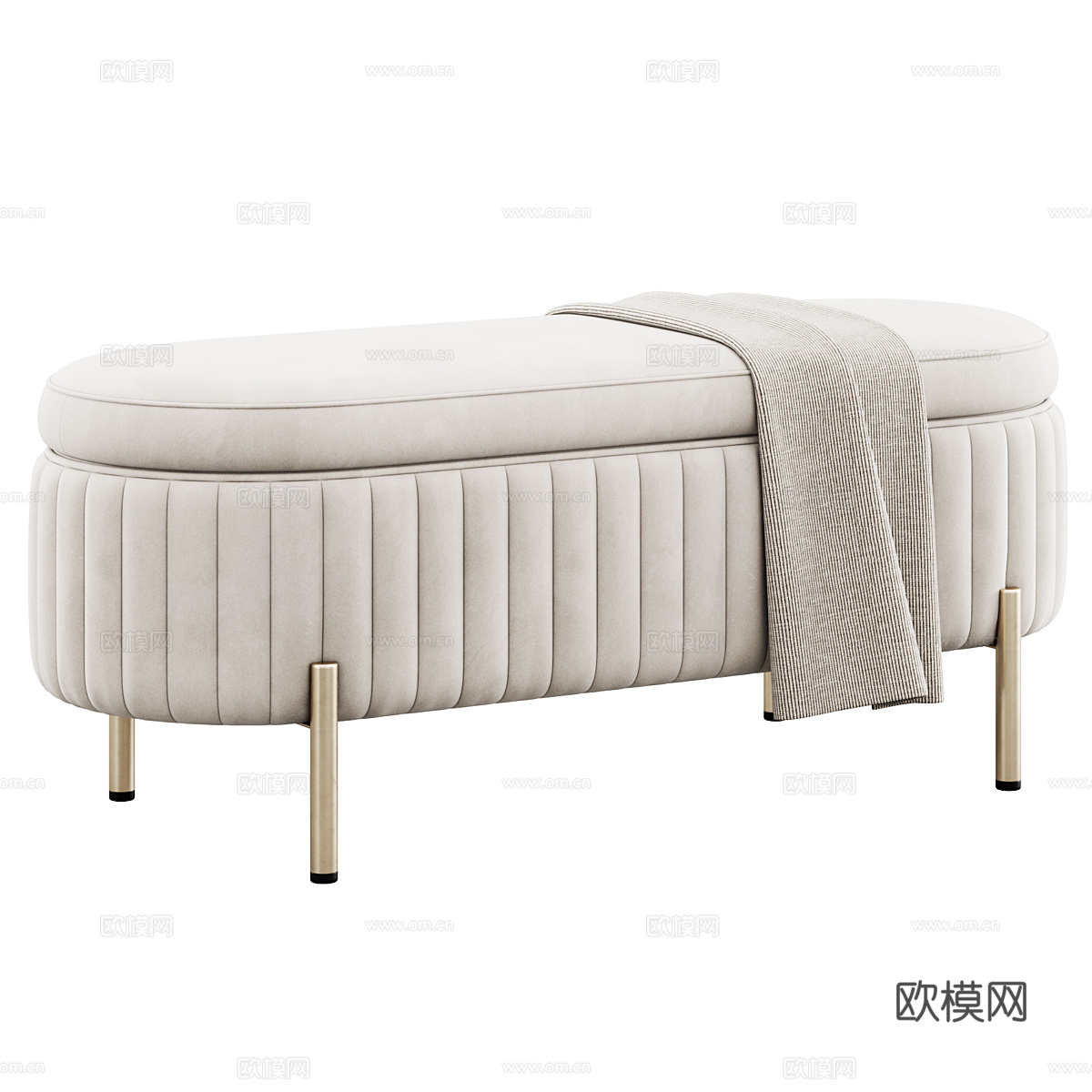 现代轻奢布艺长凳 条凳 床尾凳3d模型