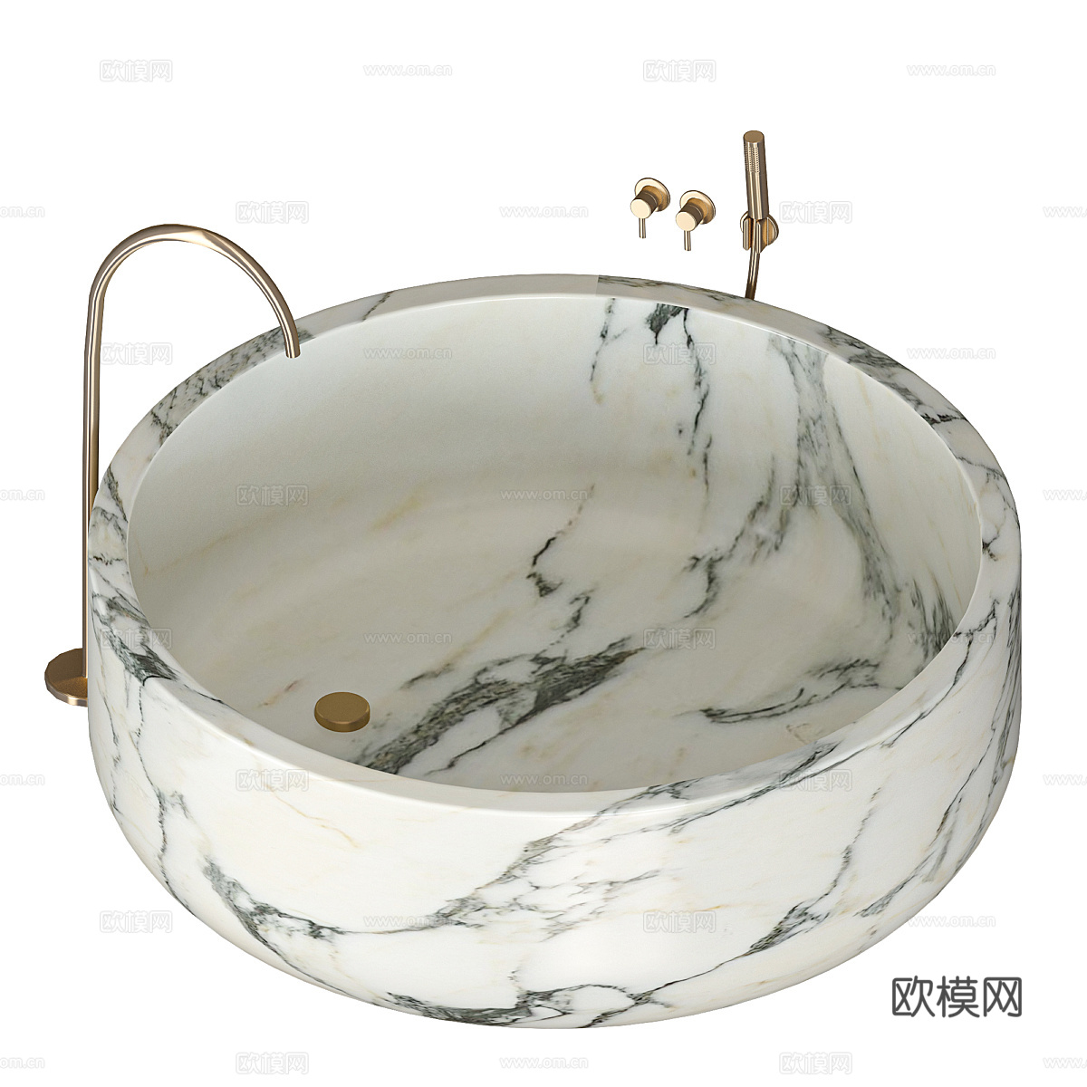 现代意式大理石圆形浴缸3d模型