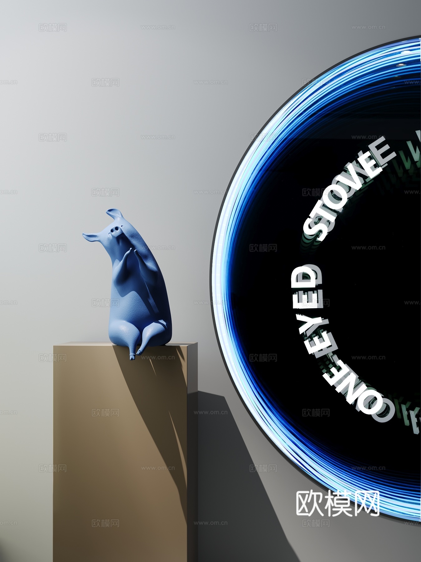 现代雕塑小猪现代摆件装饰品墙饰动物摆件3d模型