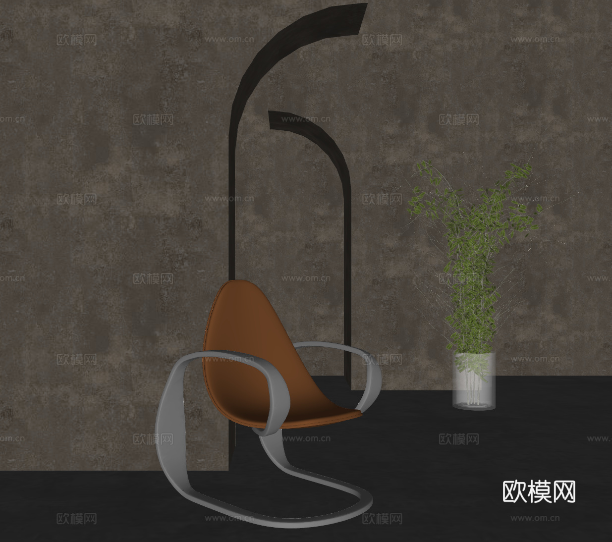 现代金属休闲椅su模型下载