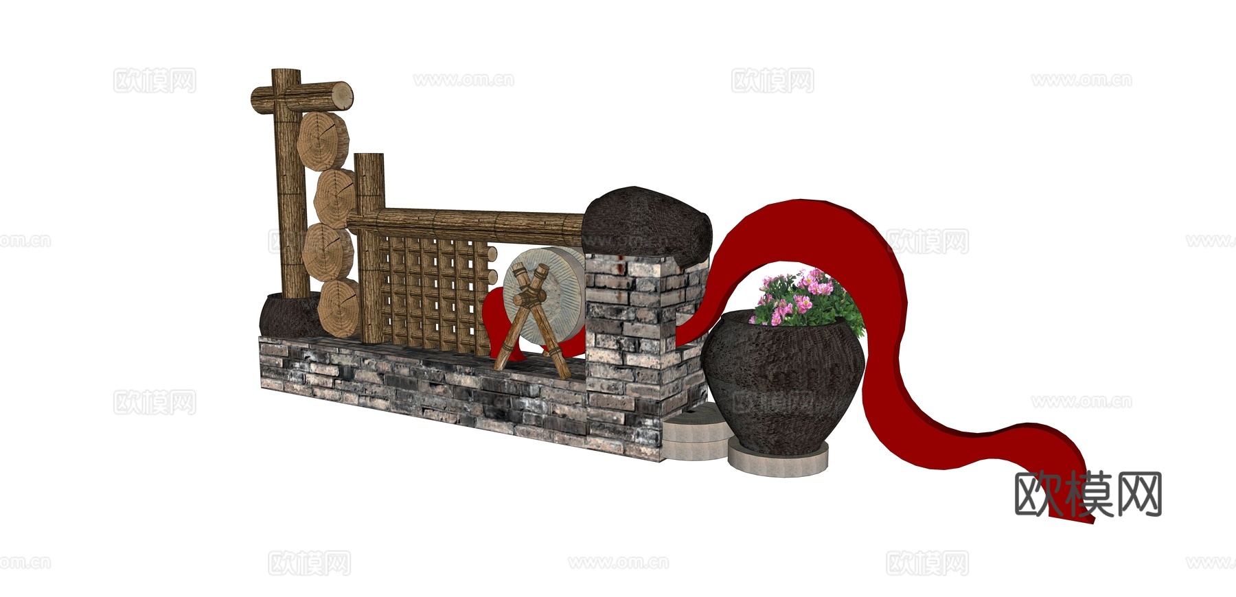 现代农村景观小品su模型下载