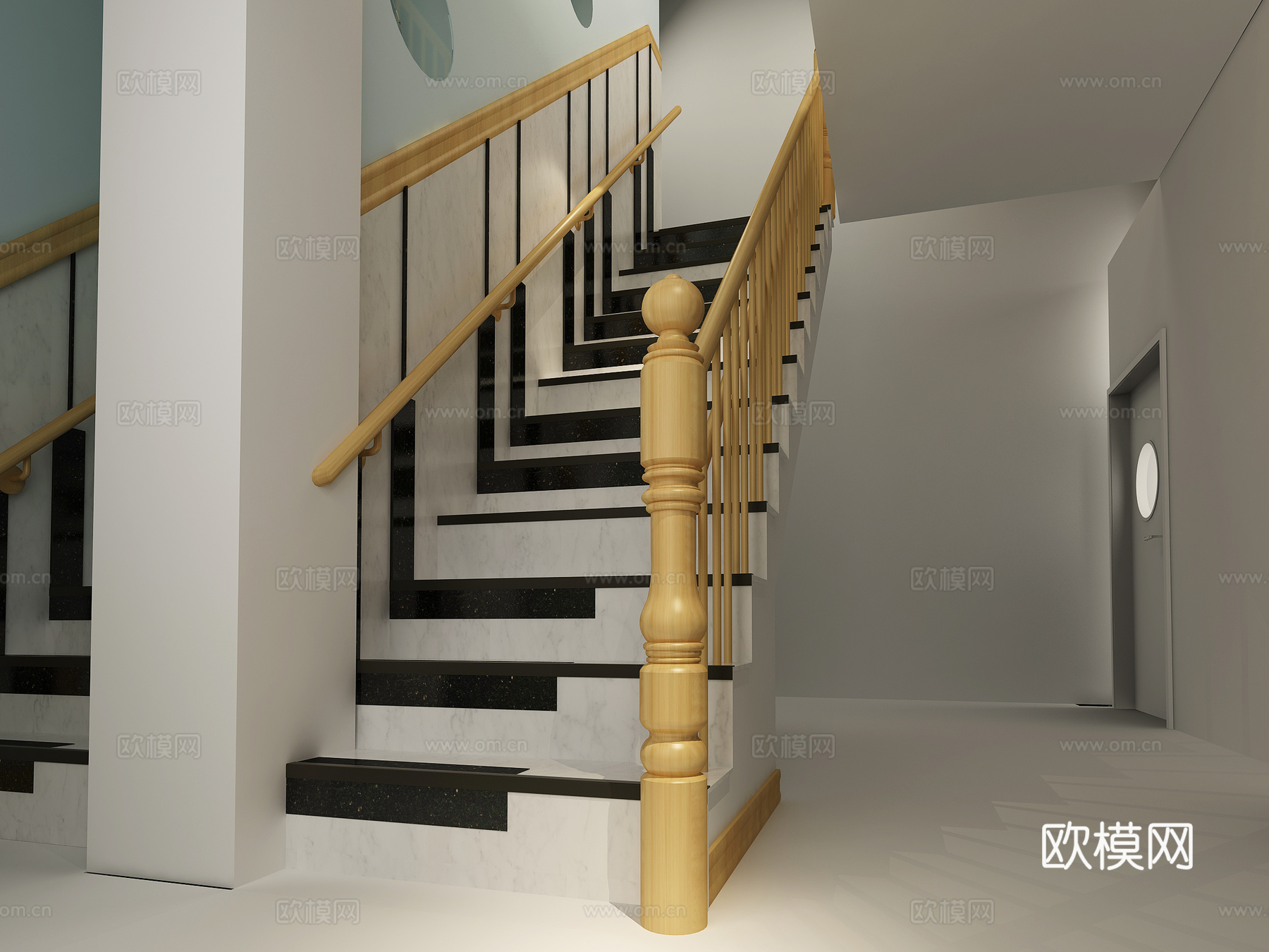 现代黑白琴键楼梯 儿童楼梯 扶手3d模型下载