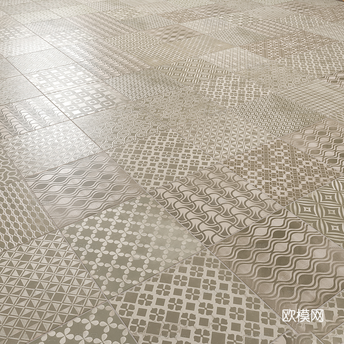 美式简约瓷砖 花砖 仿古砖3d模型