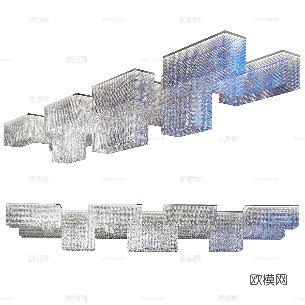 现代意式大型水晶吸顶灯3d模型