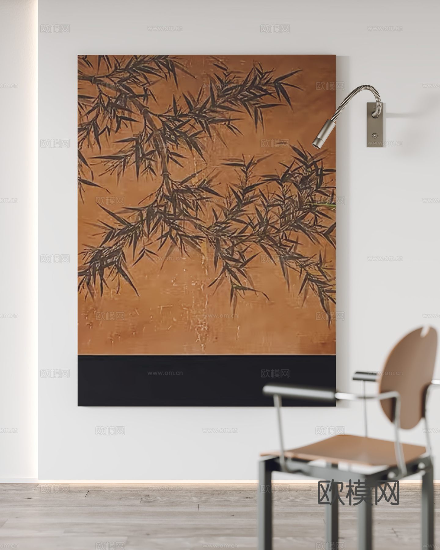 中古风挂画 装饰画 壁灯 单椅3d模型