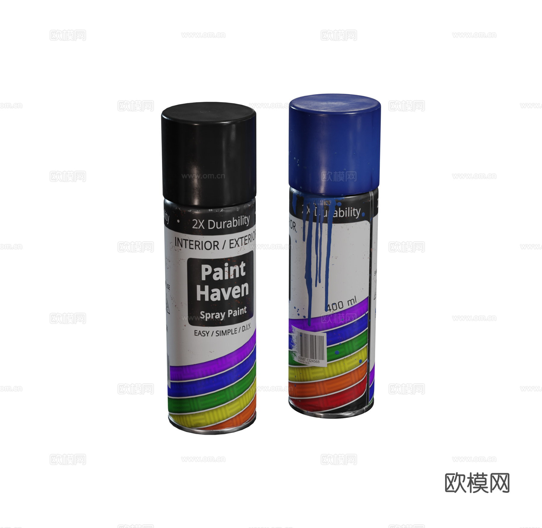 现代涂鸦瓶 喷漆瓶 涂料 颜料 瓶罐喷绘su模型