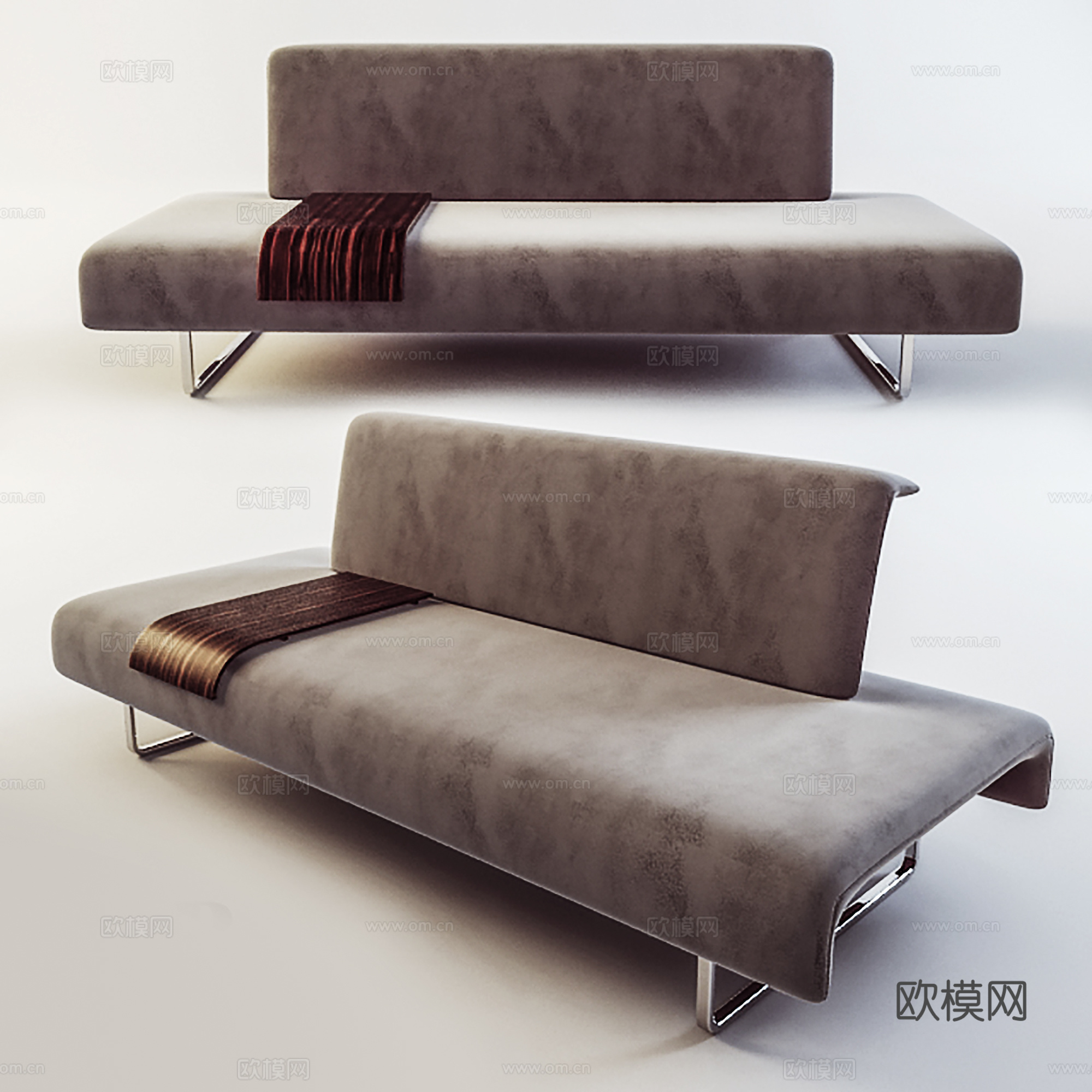现代双人沙发 布艺沙发 休闲沙发3d模型