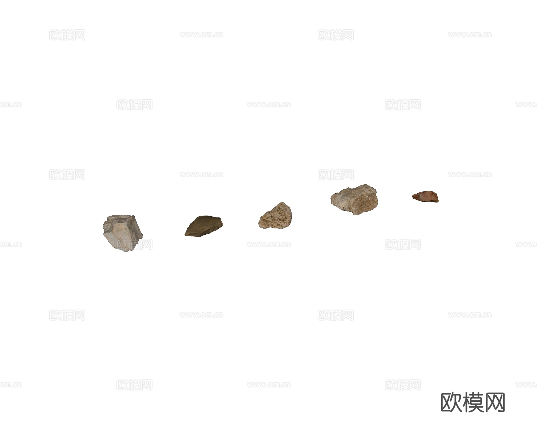 现代石块 山石 造型石 景观石 庭院石 群石 自然风化石头su模型